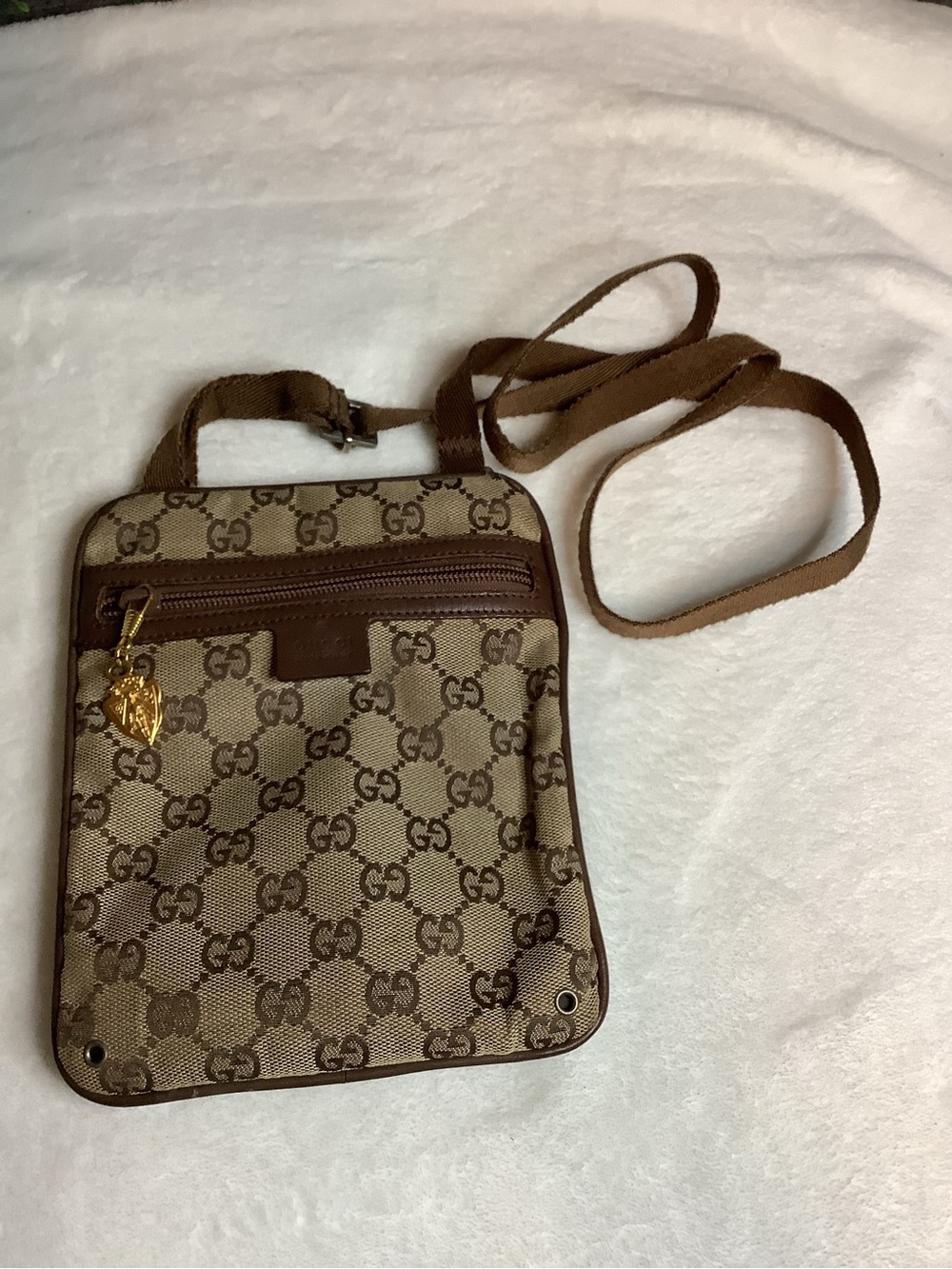 Gucci Beige and Brown GG Canvas Messenger Crossbody